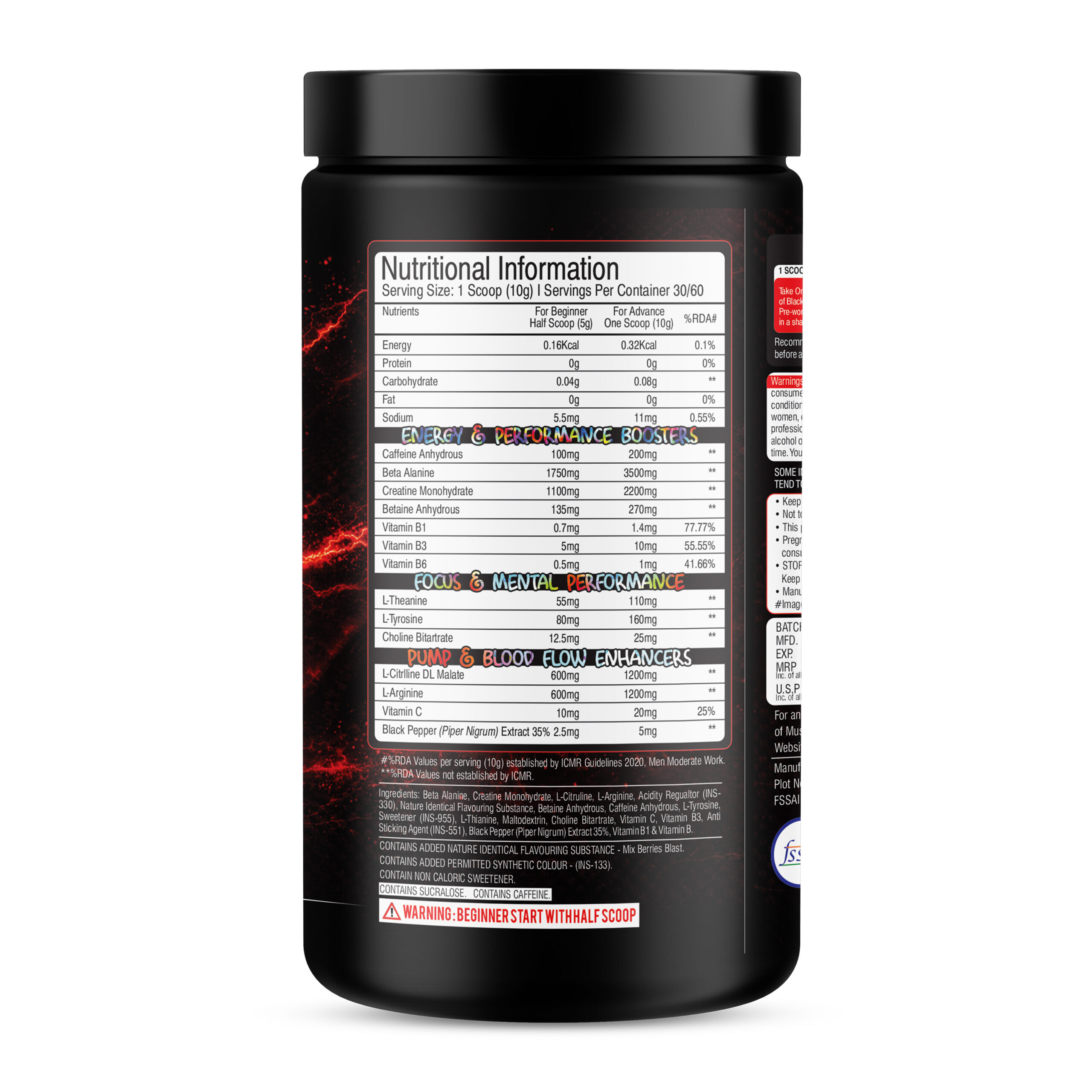 Muscle Berry Black Shark Advanced Pre-Workout Formula – Energy, Pump & Focus Booster | Mix Berry Fusion | 300g - Image 3